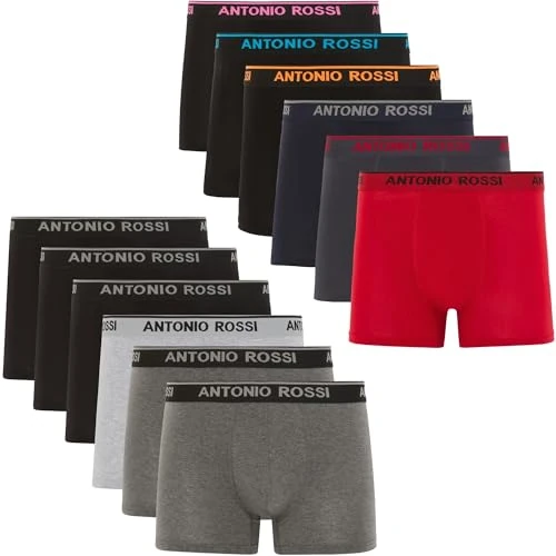 Offre limitée : ANTONIO ROSSI (lot de 12) boxers ajustés pour hommes - Boxers pour hommes avec ceinture élastique de 32.46 EUR à 32.46 EUR (remise 0%)