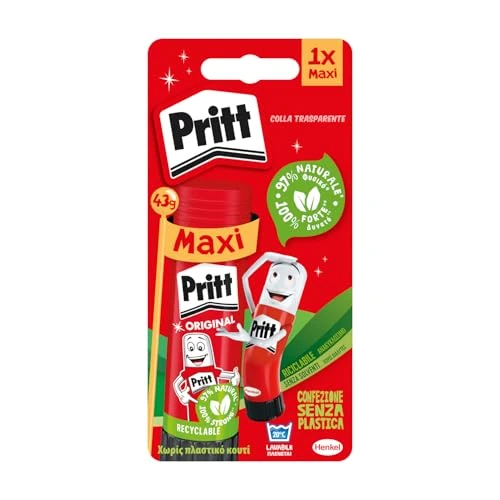 Pritt Barra Adhesiva, pegamento infantil seguro para niños para hacer manualidades, cola universal de adhesión fuerte para estuche escolar y oficina, 15x43 g Pritt Stick