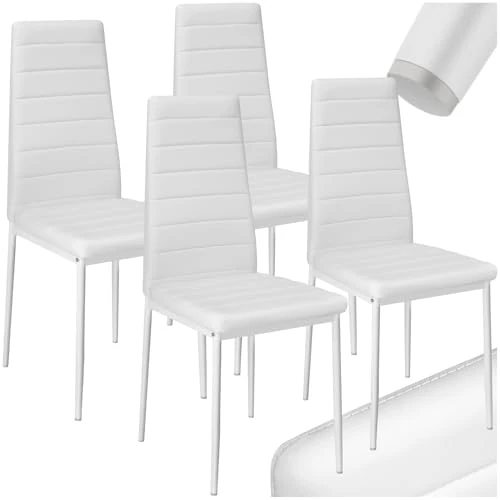 TecTake Set eetkamerstoelen 41x45x98.5cm - verschillende kleuren en hoeveelheden - Modern design 4x White | No. 401845