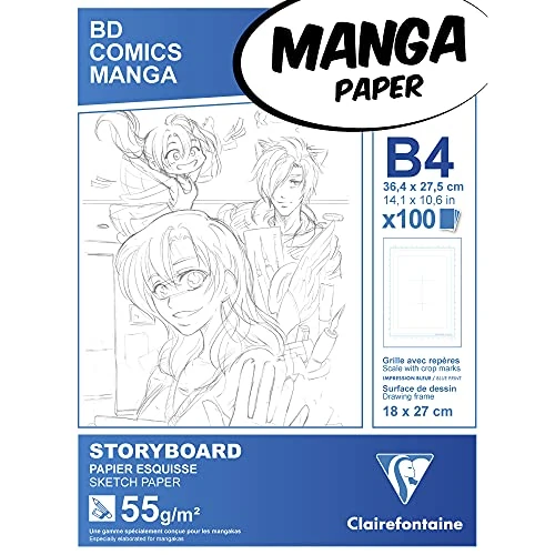 Limitiertes Angebot: Clairefontaine 94040C Manga Block Storyboard (ideal für Zeichen von Manga und Multitechniken, DIN B4, 27,5 x 37,4 cm, 100 Blatt, 55 g, mit sechsteiligem Raster) weiß von 16.89 EUR auf 16.89 EUR (Spare 0%)