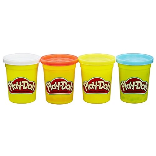 Play-Doh Hasbro 1 Set di 4 Colori di Base per Giochi creativi e fantasiosi, Blu, Giallo, Rosso, Bianco, Singolo, B6508ES0