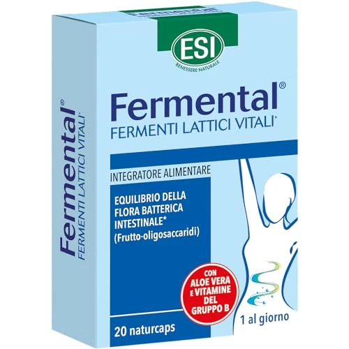 Offerta a tempo: ESI - Fermental Max, Integratore Alimentare con Fermenti Lattici Vitali, Favorisce l'Equilibrio della Flora Batterica Intestinale, Senza Glutine e Vegan, 20 Naturcaps - 32% da 10.00 € a 6.79 €