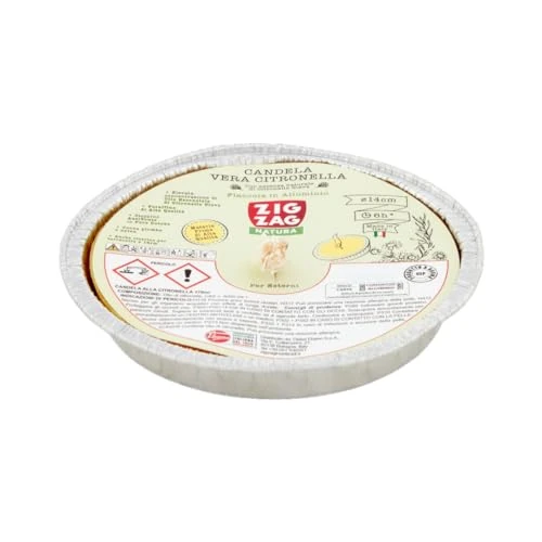 Offre limitée : ZIG - ZAG, Bougie à la citronnelle en Aluminium, fabriquée en Italie, diamètre 14 cm, durée 6 Heures de 2.90 € à 2.90 € (0.00% de remise)