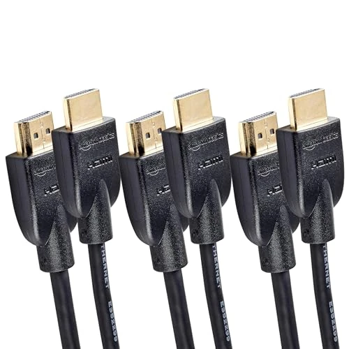 Offerta a tempo: Amazon Basics Confezione da 3 cavi HDMI 4K da 3 m, alta velocità con Ethernet 18 Gbps, 4K@60 Hz, 2160p, Nero - 59% da 24.22 € a 9.95 €