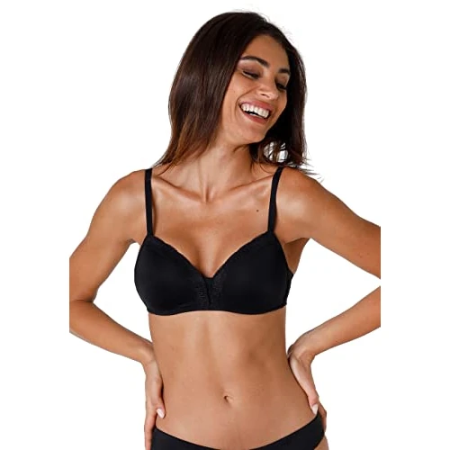 Offerta a tempo: Lovable Reggiseno Balconette Senza Ferretto in Microfibra | Coppe Leggermente Imbottite | Comfort Invisibile sotto Abiti | Intimo Sensual Touch Donna, Nero, 36 / 4C - 30% da 41.90 € a 29.33 €