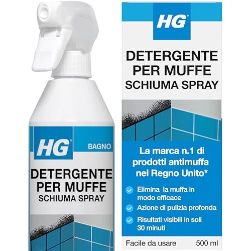 Offerta a tempo: HG Schiuma Spray Detergente per Muffe, Efficace su Muri, Piastrelle, Guarnizioni in Silicone e Tanto Altro - 500ml - 0.00% da 9.45 € a 9.45 €