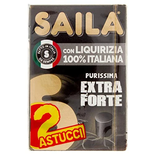 Saila - Liquirizia Extra Forte Purissima, 100% Italiana, Senza Glutine - 2 Astucci Bipack Da 72 Gr