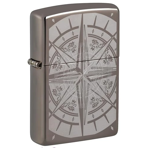 Offerta a tempo: Zippo PVD Black Ice-Rosa dei Venti, Accendino Antivento, Ricaricabile a Benzina Unisex-Adulto, Nero Lucido, Regular 5.7 x 3.7 x 1.2 cm - 58% da 65.13 € a 27.23 €