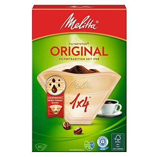 Offerta a tempo: Melitta, 80 filtri per caffé, Dimensioni 1x4, Per caffettiera a filtri, Original, Scuro - 82% da 11.18 € a 1.99 €