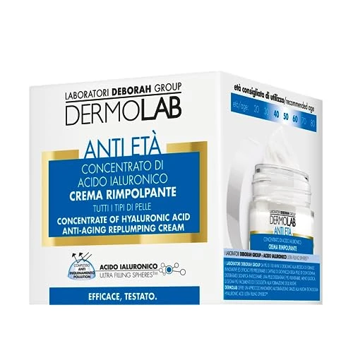 Offerta a tempo: Dermolab - Crema Viso Rimpolpante Antietà con Concentrato di Acido Ialuronico, per Tutti i Tipi di Pelle, Effetto Filler, Idrata e Restituisce Elasticità, Azione Antiossidante, 50 ml - 0.00% da 16.16 € a 16.16 €