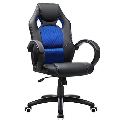 Offre limitee: SONGMICS Fauteuil de bureau Racing fauteuil gamer Comfortable Hauteur réglable avec Dossier inclinable Accoudoir Repose-tête Pivotant 360 degrés Similicuir Bleu OBG56L de 111.49 EUR a 69.99 EUR (economie 37%)