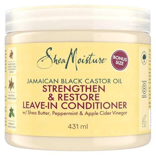 Zeitlich begrenztes Angebot: SheaMoisture Leave-In Conditioner Strengthen & Restore, 1 x 431 ml | Bei Behandeltem & Strapaziertem Haar, Für Gestärktes & Hydratisiertes Haar, Anti-Haarbruch, Schwarzes Rizinusöl & Sheabutter von 19.99 € auf 16.00 € (20% Rab