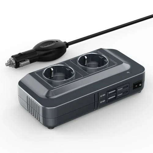 Oferta limitowana: BESTEK 200 W samochodowy przetwornica napięcia 12 V na 230 V falownik z 2 gniazdami wtykowymi i 4 ładowarkami USB w zestawie z wtyczką do zapalniczki samochodowej, kolor czarny z 172.05 zł na 172.05 zł (oszczędź 0.00%)