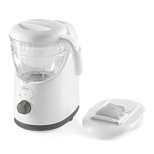 Chicco Easy Meal Cuiseur Vapeur Multifonction, Multicuiseur Bébés et Enfants, Mixeur et Réchauffeur d'Aliments avec Fonctions de Cuisson, Râpage, Mixage, Hachage, Réchauffage et Décongélation