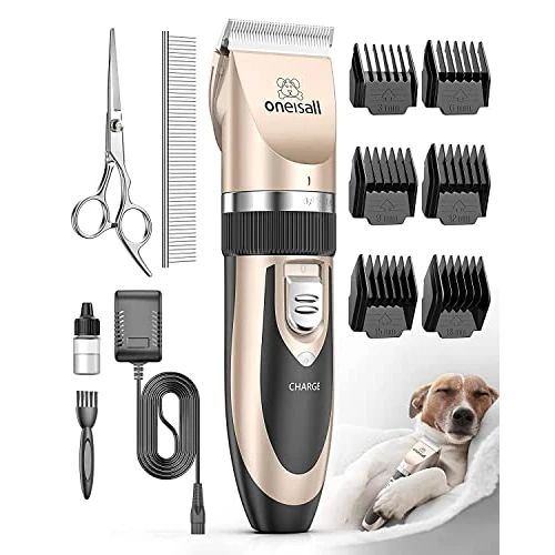 oneisall Dog Clippers Low Noise,Dog Grooming Clippers, Cordless Pet Grooming Kit Pet Shaver Trimmer for Dogs Cats