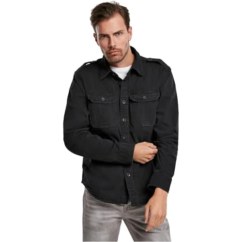 Brandit Vintage Shirt Long Sleeve, color: black, size: XXL