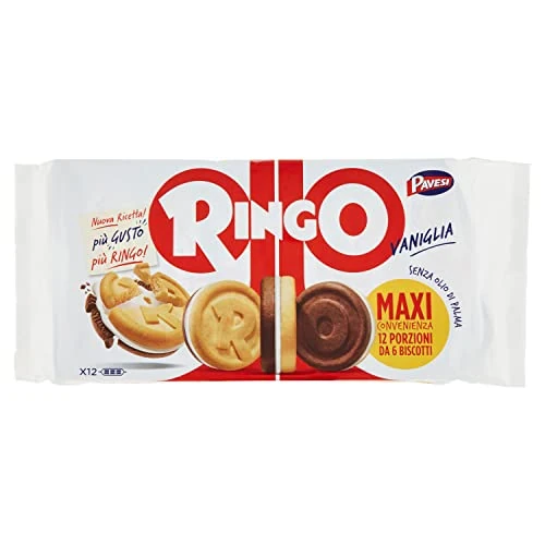 Offerta a tempo: Pavesi Snack Ringo Vaniglia, Biscotti Farciti con Crema al Gusto Vaniglia, Snack per Merenda o Pausa Studio, Formato Bipacco Confezione da 660 g - 37% da 5.99 € a 3.79 €