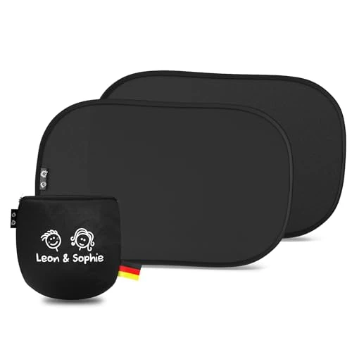 Pare-Soleil pour Voiture de bébé - Certifié UPF50+ - Auto-Adhésifs - Certifié DEKRA - Pare-Soleil d'enfant - Matériau Premium GSM 105 - pour Enfants,Pose Rapide/Facile,Sac de Rangement fourni