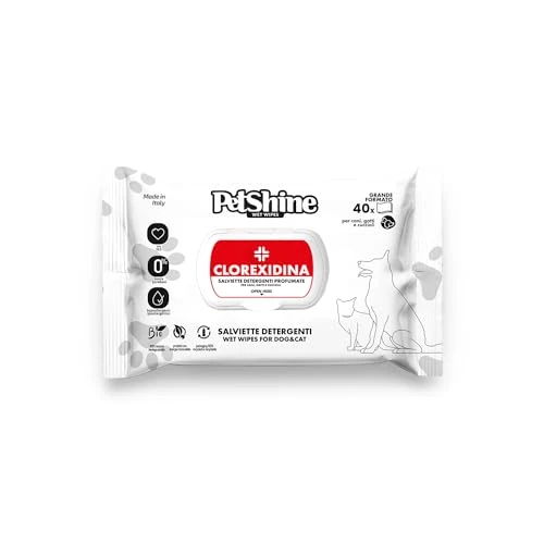 PETSHINE Feuchttücher, 40 Desinfektionstücher für Hunde, Katzen und Haustiere, 30 x 20 cm, Reinigungstücher mit weißer Moschus, alkoholfreie Feuchttücher und Parabene mit Aloe Vera