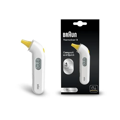 Offre limitée : Braun ThermoScan 3 Thermomètre auriculaire | Mesure rapide en 1 seconde | Indicateur sonore de fièvre | Convient aux bébés et aux nourrissons | Marque #1 auprès des médecins(1) | IRT3030 de 23.00 € à 21.85 € (5% de remise)