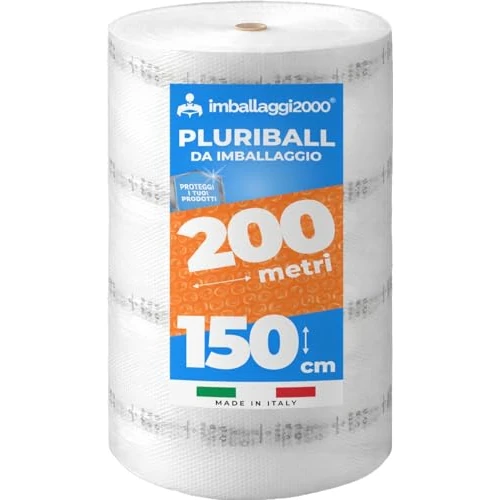 Offerta a tempo: IMBALLAGGI 2000 - Pluriball Imballaggio 1Pz, 1,50x200mt 55gr/mq, Ideale per Spedizione Trasloco e Trasporto, Plastica con Bolle Valida, per Protezione Oggetti (1,50x200mt) - 5% da 112.17 € a 106.56 €
