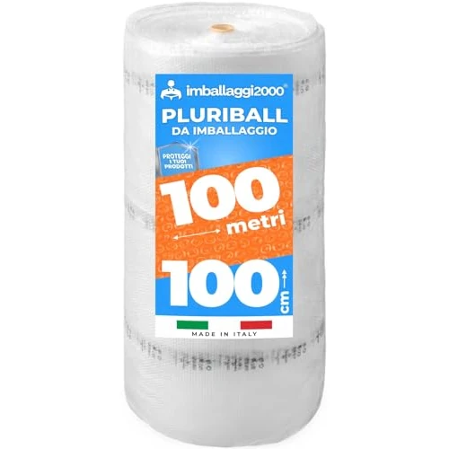 Offerta a tempo: IMBALLAGGI 2000 - Pluriball Imballaggio 1Pz, 1x100mt 55gr/mq, Ideale per Spedizione Trasloco e Trasporto, Plastica con Bolle Valida, per Protezione Oggetti (1x100mt) - 5% da 33.99 € a 32.29 €