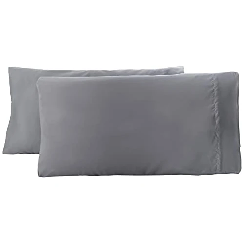 Amazon Basics Lot de 2 taies d'oreiller en microfibre, 50 x 80 cm, gris foncé
