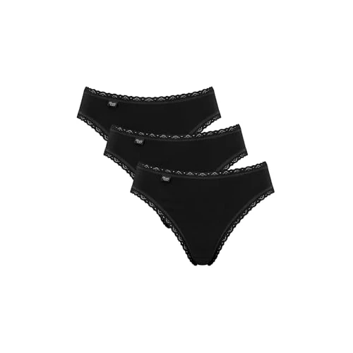 Zeitlich begrenztes Angebot: Sloggi Damen Unterhose 24/7 Cotton Lace Tai , Baumwolle, Spitzen-Optik, 3-Pack, 40, Schwarz von 19.90 € auf 15.99 € (20% Rabatt)