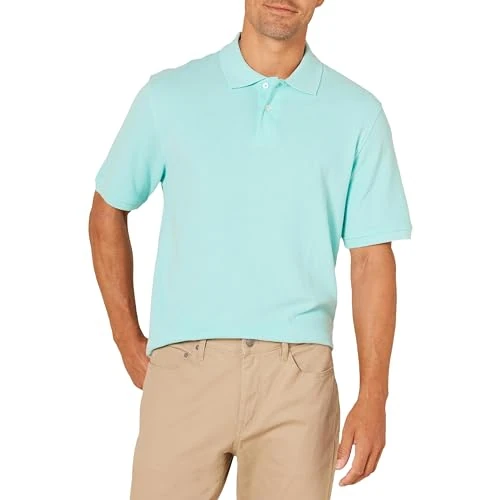 Limited-time offer: Amazon Essentials Men's Regular-Fit Short-Sleeve Cotton Piqué Polo Shirt (Available in Big and Tall), Aqua Blue, M from 5.43 £ to 4.29 £ (save 21%)