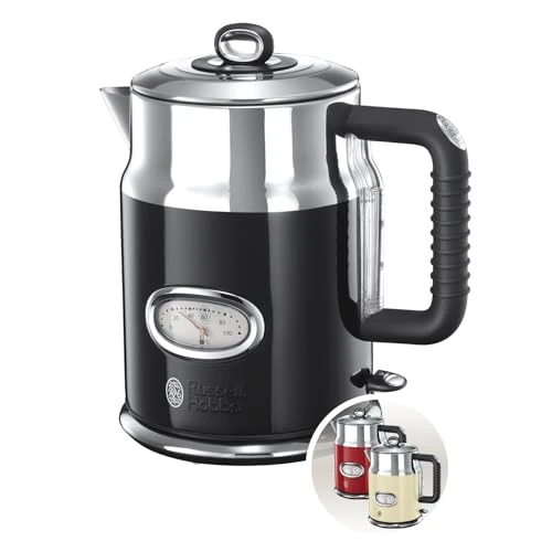 Oferta limitada: Russell Hobbs Retro - Hervidor de Agua Eléctrico (2400 W, 1,7l, Acero Inoxidable, Negro) - ref. 21671-70 de 91.99 EUR a 35.21 EUR (ahorro 62%)