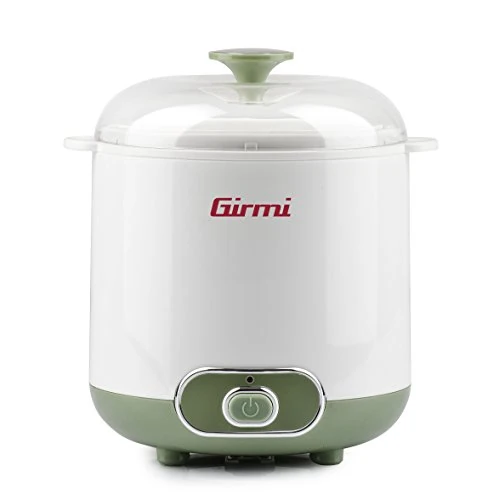 Offerta a tempo: Girmi YG02, Yogurtiera Elettrica con Accessori per Yogurt Greco, Capacità Totale 1,5 litri, 2 Contenitori per utilizzo continuo, Coperchio trasparente con maniglia, Bianco/Verde - 24% da 26.90 € a 20.57 €