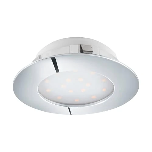 Eglo LED recessed Spotlight Pineda, LED spot Made of Plastic, LED recessed Light in Chrome, Flat LED recessed Spotlight, Ø 10.2 cm