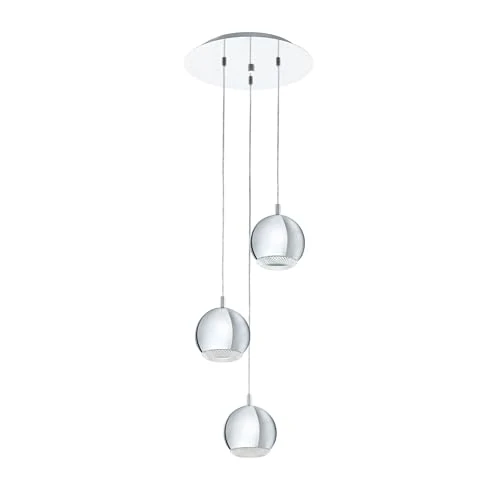Offre limitée : Eglo LED suspension Conessa, lampe suspendue 3 flammes, suspension en métal | et plastique, lampe de salle à manger chromée, claire, lampe de salon suspendue avec douille GU10 de 461.29 € à 155.86 € (66.21% de remise)