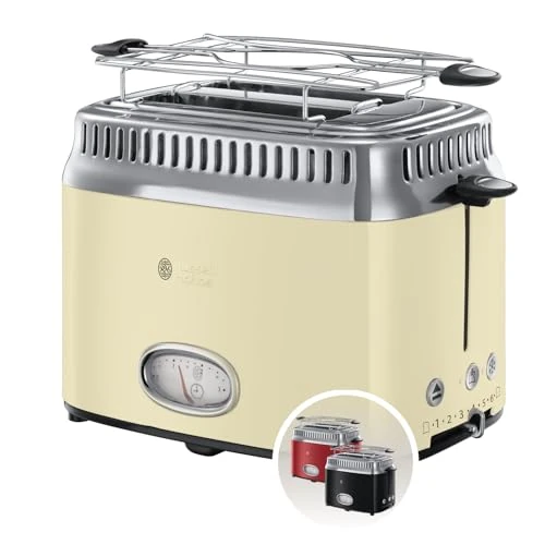 Oferta limitada: Russell Hobbs Tostadora Retro - 2 Ranuras Cortas y Anchas, Tostador para 2 Rebanadas, Bandeja Recogemigas, Calientapanecillos, Función Descongelar, Diseño Vintage, Acero Inoxidable, Crema - 21682-56 de 91.99 € a 59.99 € (ahorro 35%)