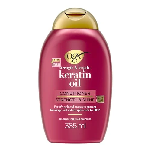 Offerta a tempo: OGX Balsamo Cheratina Anti-Breakage + Keratin Oil, Balsamo ristrutturante per capelli danneggiati, Trattamento cheratina per capelli rovinati e soggetti a doppie punte, 385 ml - 11% da 7.90 € a 7.00 €