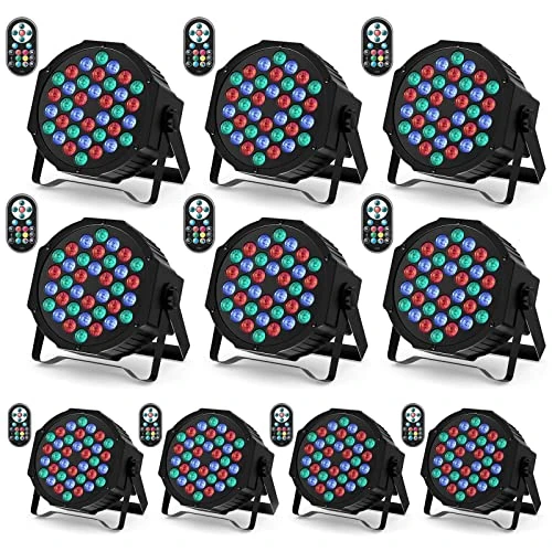 Tijdelijke aanbieding: U`King Set van 10 led-schijnwerpers, 36 leds, podiumverlichting, RGB met afstandsbediening, discolicht, schijnwerper, verlichting, bewegende kop voor stage, DJ, party, show, bar, Halloween, Kerstmis van 229.99 € naar 229.99 € (0.00%
