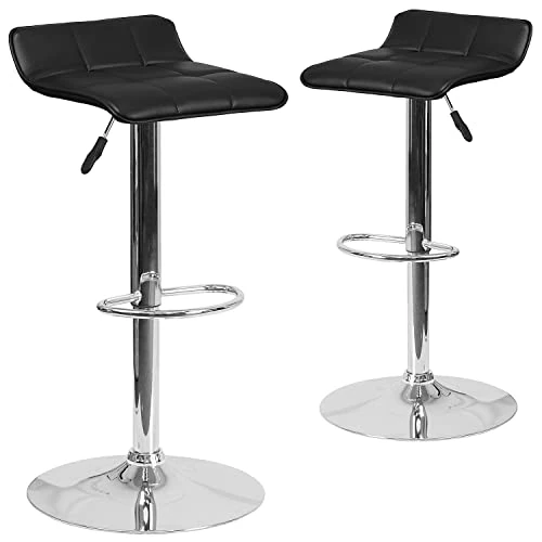 Tijdelijke aanbieding: Flash Furniture Alice 2 Pack Contemporary Black Vinyl Adjustable Height Barstool with Quilted Wave Seat and Chrome Base van 166.42 EUR naar 166.42 EUR (korting 0%)