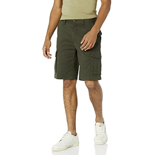 Limited-time offer: Amazon Essentials Men's Classic Fit 10"(25cm) Cargo Work Shorts with Pockets(Available in Big & Tall), Dark Olive, 42W from 13.60 £ to 10.31 £ (save 24%)