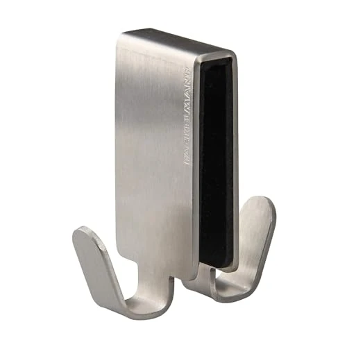 FACKELMANN Doppelhaken für Glasduschwand Tecno, Handtuchhalter aus Edelstahl, Kleiderhaken zum Einhängen in die Duschtür (Farbe: Silber), Menge: 1 Stück, 61238, 12 x 3.5 x 4,6 cm