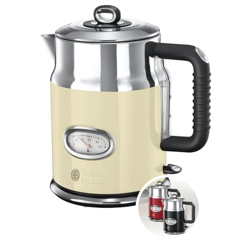 Oferta limitada: Russell Hobbs Retro - Hervidor de Agua Eléctrico (2400 W, 1,7l, Acero Inoxidable, Crema) - ref. 21672-70 de 87.65 EUR a 59.99 EUR (ahorro 32%)