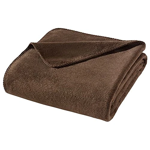 WOHNWOHL® Kuscheldecke (150x200cm) • Weiche Tagesdecke • Sofadecke • Wohndecke • Schlafdecke • Oeko-Tex zertifizierte Baumwolldecke • Samtig weiche Decke • Farbe: Braun