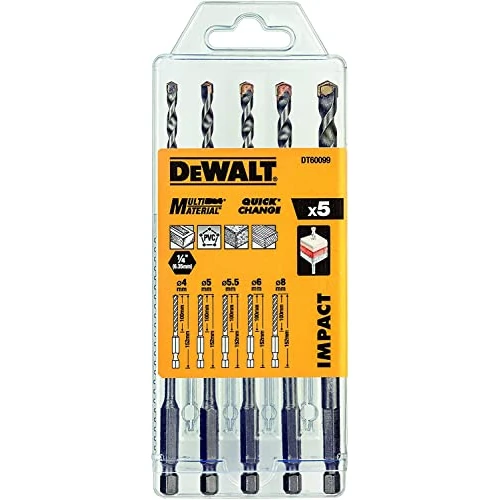 Offerta a tempo: DEWALT Set 5 Punte Multimateriale Muro-Legno-PVC Attacco, DT60099-QZ - 37% da 33.65 € a 21.08 €