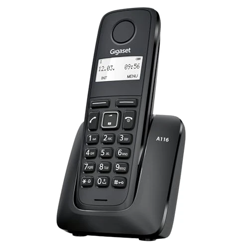 Gigaset A116 - Draadloze DECT-telefoon - Groot display met achtergrondverlichting - Met nummerweergave - 12 uur gesprekstijd en 130 uur standby-tijd - Telefoonboek met 50 contacten, Zwart