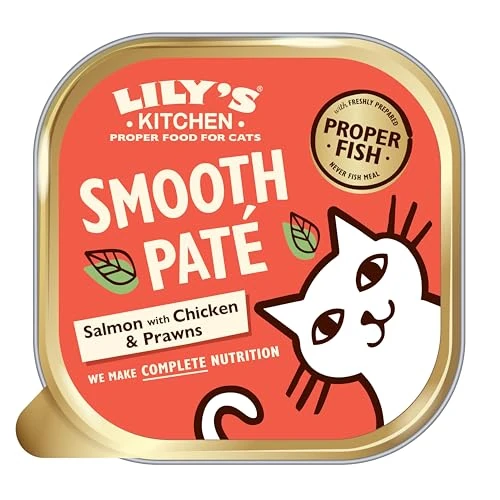 Offerta a tempo: Lily's Kitchen Mangime umido per gatti adulti, vaschetta di salmone con pollo e paté di gamberetti, ricetta senza cereali 19 x 85g — 45% da 25,42 € a 13,99 €