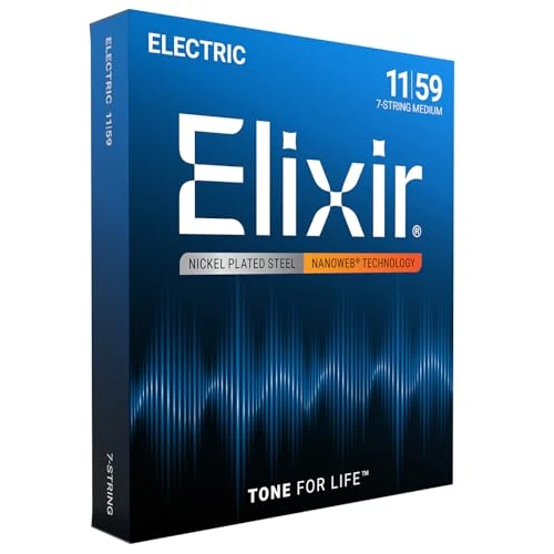 Offerta a tempo: Corde per chitarra elettrica a 7 corde Elixir® Strings con rivestimento NANOWEB®, Medium (.011-.059) - 0.00% da 22.29 € a 22.29 €