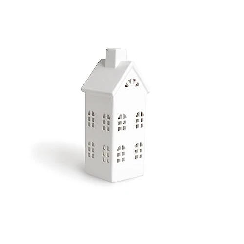 Excelsa Lantern House, Ceramic, White, 8 x 8 x 23 cm
