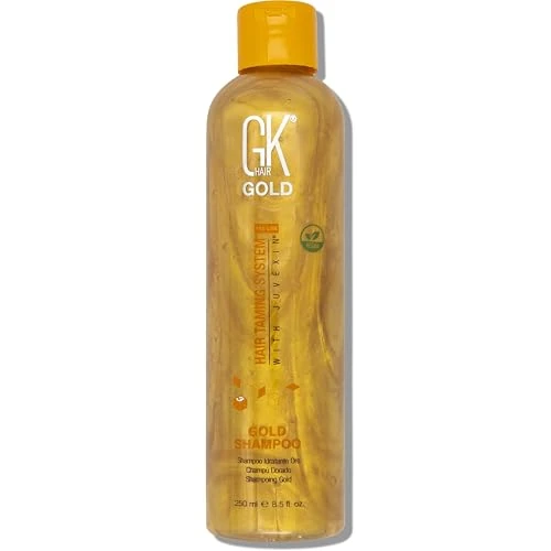 GK HAIR Global Keratin Gold Shampoo 250ml For Hair Moisturizing Shine Strength And Protection With Argan Oil Shea Butter Natural Oils Vegan Formulas Sulphate Free for a Gentle Cleanse