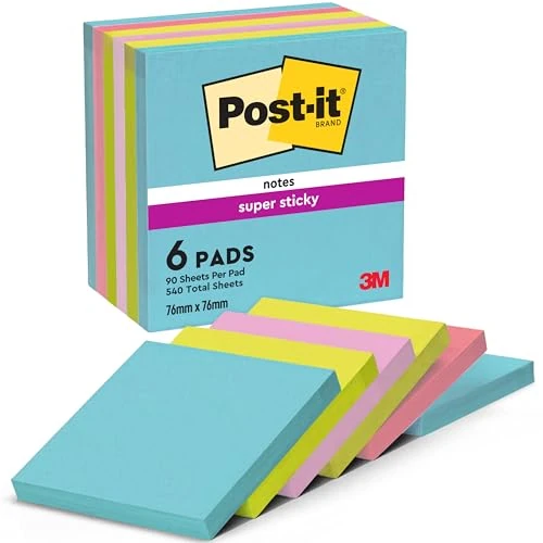 Tijdelijke aanbieding: Post-It Super Sticky Notes Miami Collection 6546Smi Zelfklevende Notitieblaadjes, À 90 Vellen In 4 Kleuren, Turquoise, Neongroen, Neonroze, Mohnrot van 13.49 EUR naar 13.49 EUR (korting 0%)