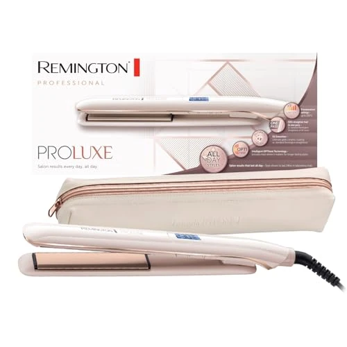 Remington Piastra per Capelli PROluxe - Tecnologia OPTIheat - Risultati di Styling di lunga durata in un solo movimento - Rivestimento ceramico Ultimate; Display LCD, 150-230°C, piastra capelli S9100