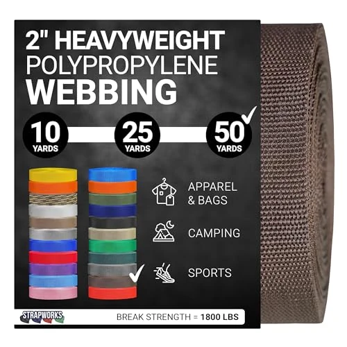Offerta a tempo: Strapworks, Cinghia in polipropilene pesante e resistente, per riparazioni di attrezzature fai da te e attività all'aperto, 5,1 cm x 45,72 m, marrone - 0.00% da 27.69 € a 27.69 €